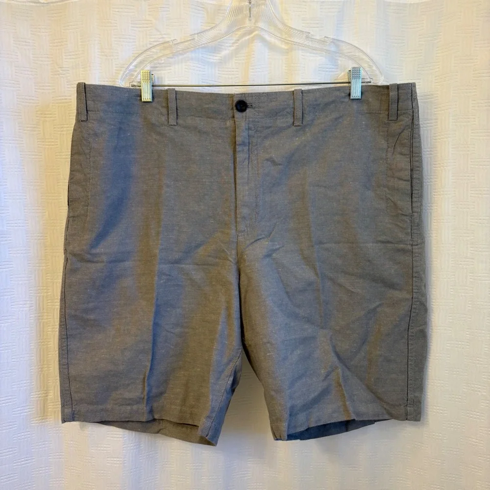 Banana Republic Aiden Shorts Mens 42 Gray Linen‎ Cotton Flat Front Casual Summer